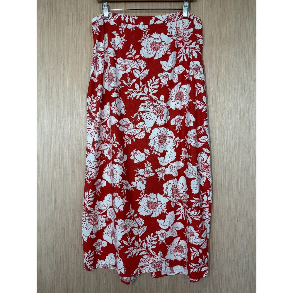 Old Navy High Waisted Linen Blend Floral Maxi Skirt Womens Size Large Tropical - Picture 2 of 11
